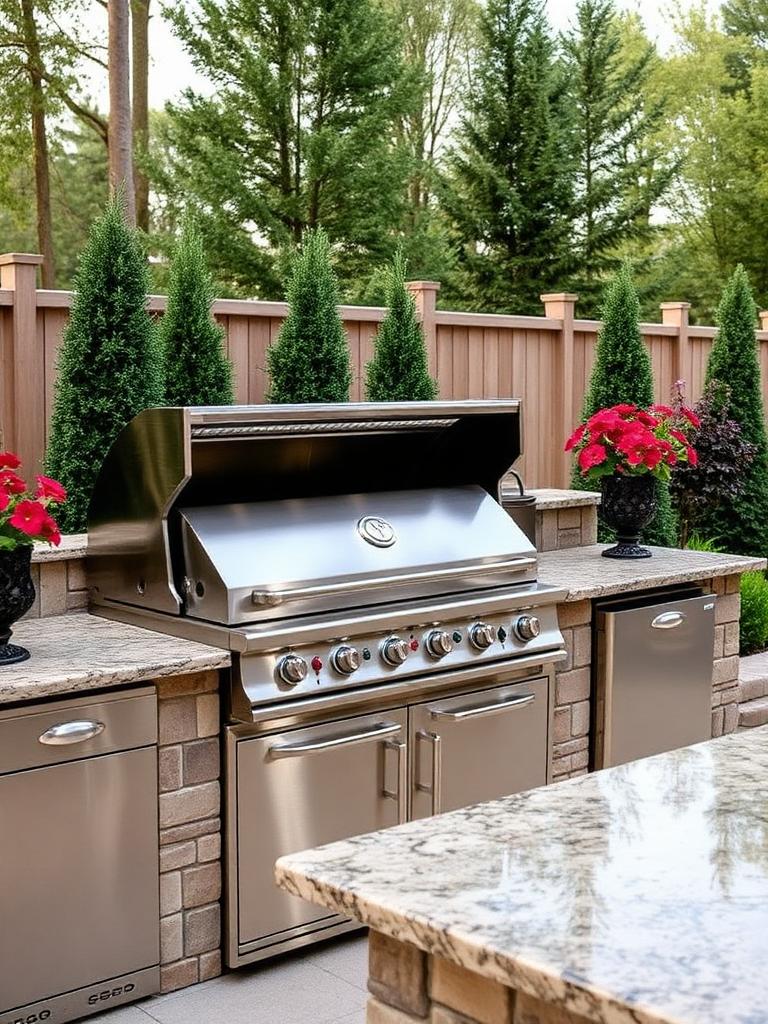 Luxury outdoor kitchen with stainless grill