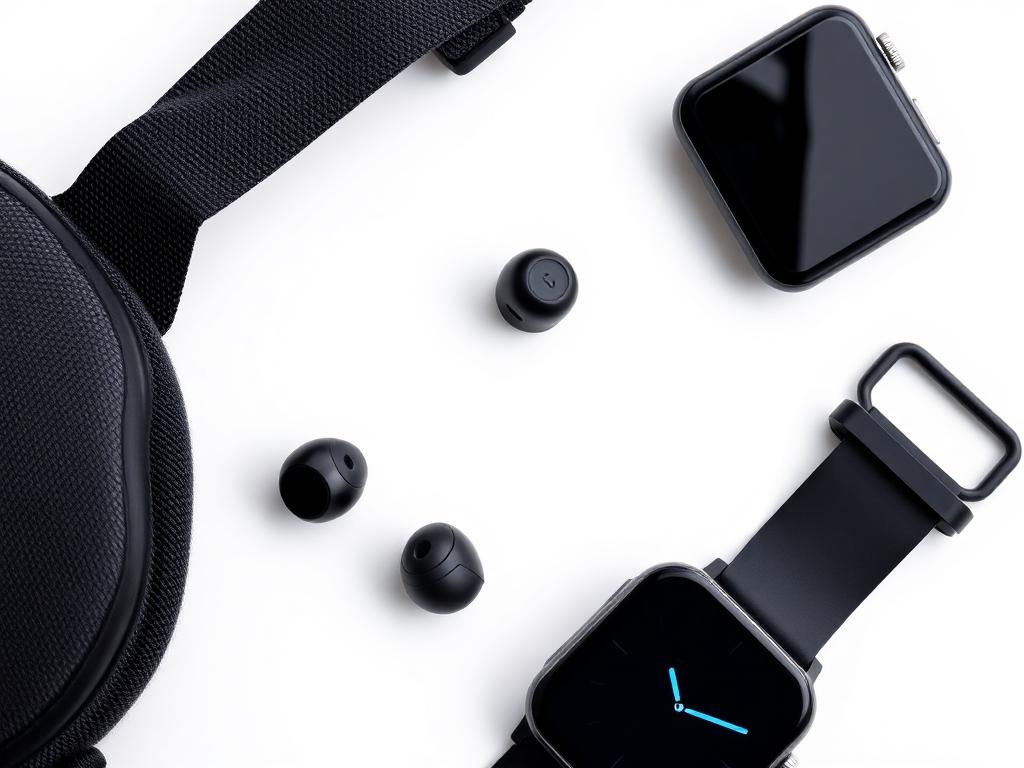 Consumer electronics flat lay