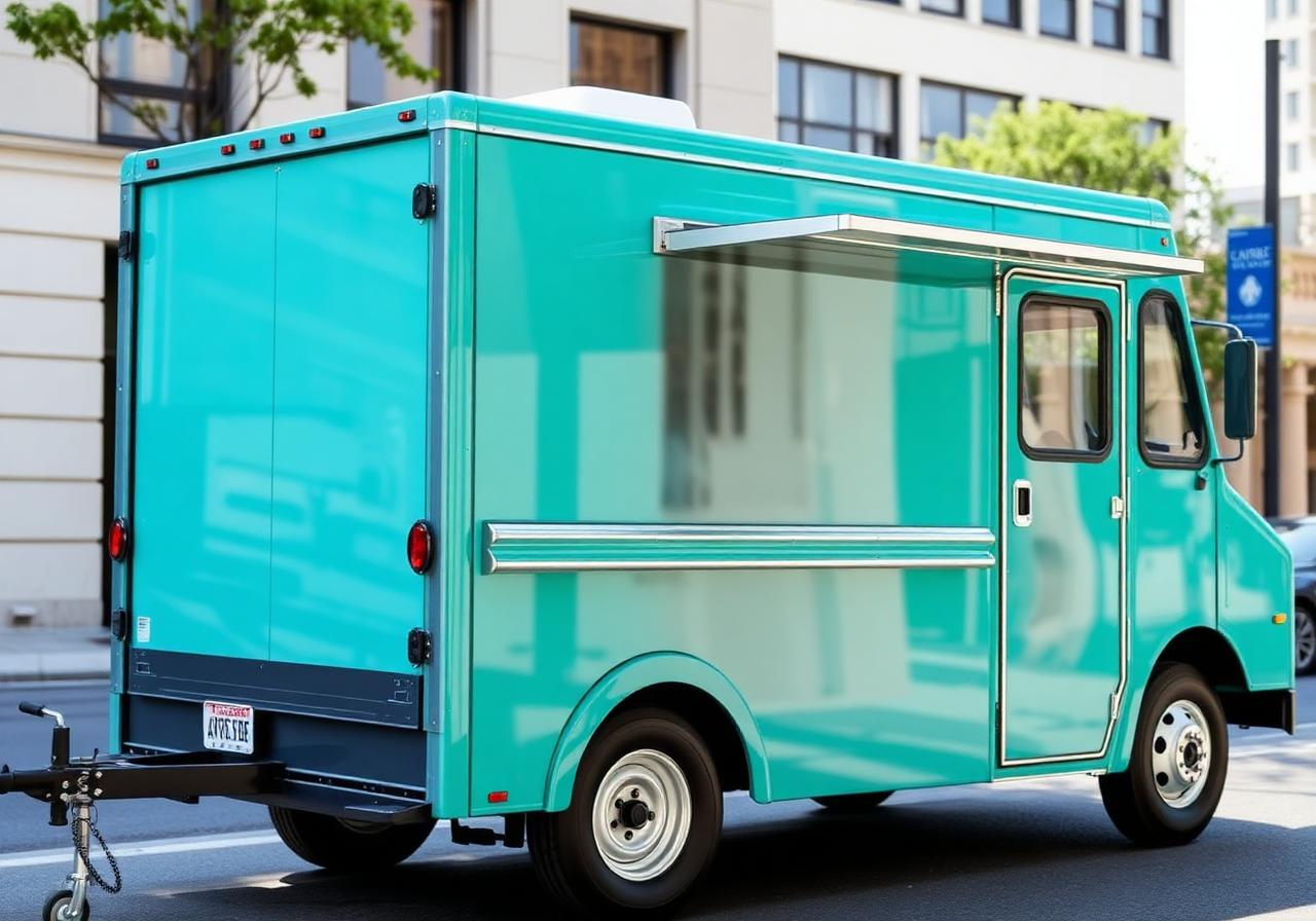 Custom teal food truck trailer